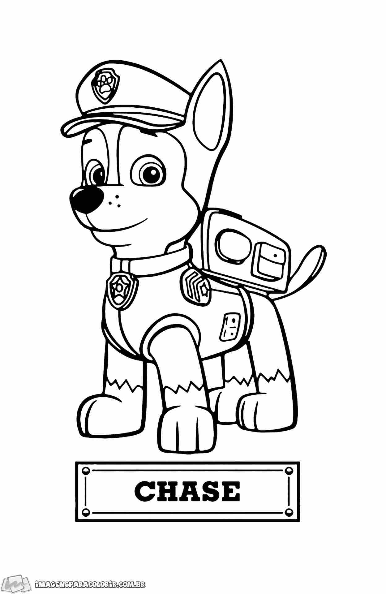 Desenho Colorir Chase Patrulha Canina - Desenho para Colorir