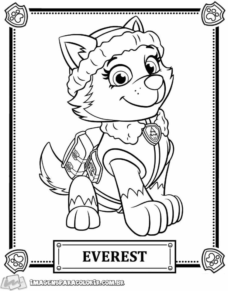 Desenho para Pintar Everest Patrulha Canina - Desenho para Colorir