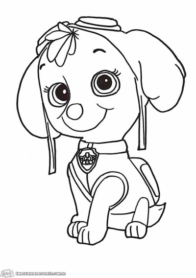 Desenhos de Skye de Patrulha Canina 1 para Colorir e Imprimir 